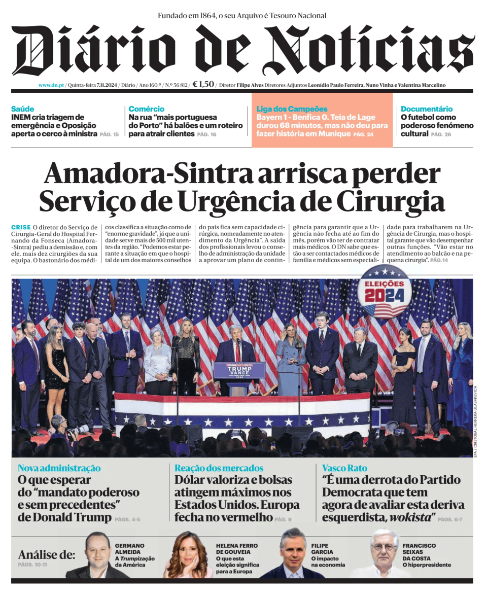 Prima-pagina-Diario de Noticias-edizione-di-oggi-20241107